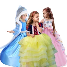 Платья Эльзы для девочек; платье с единорогом; Детский костюм на Хэллоуин; Детские праздничные платья для девочек; платье Золушки; платье принцессы Белоснежки