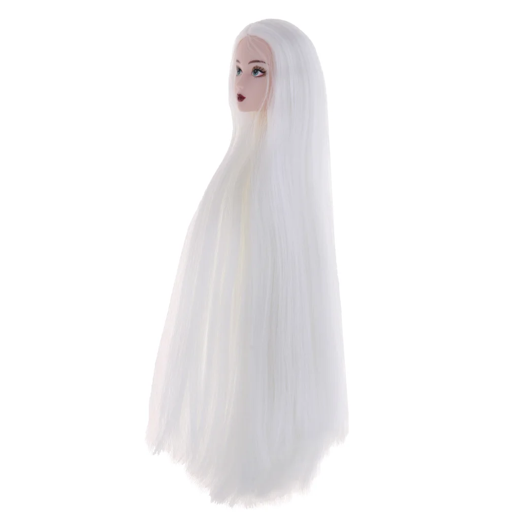 1/6 Girl Doll Painted Head Model with Long White Hair for BJD Doll Kids Custom Part Accessory