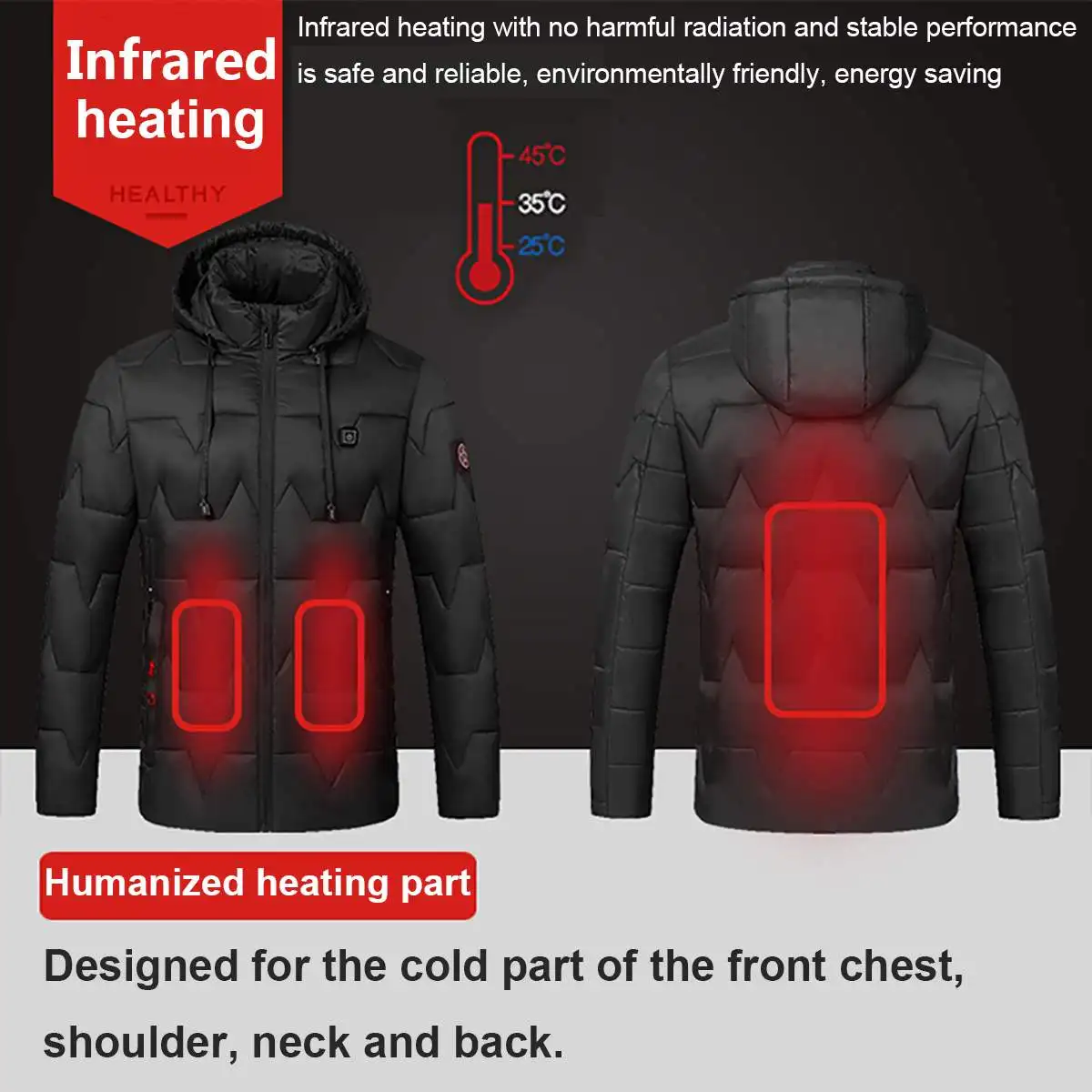 USB пальто с электрическим подогревом куртка 8 часов нагрева с капюшоном куртка с длинными рукавами зимняя теплая одежда термостат с капюшоном водонепроницаемый