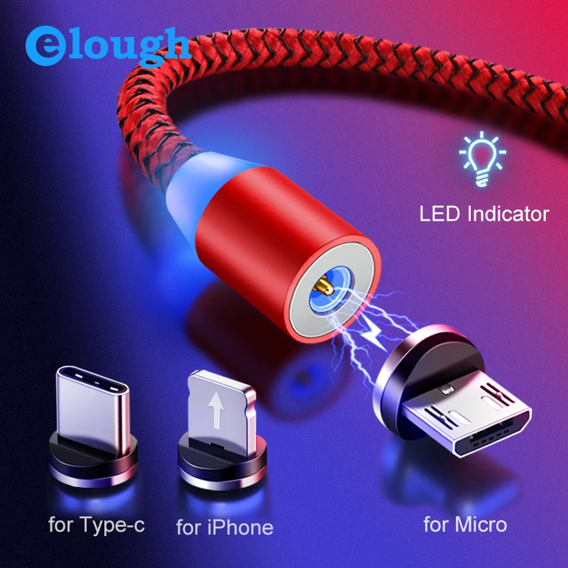 

Elough Magnetic Cable for iPhone Samsung Xiaomi Micro USB Magnet Charger Wire Phone Charging Cord USB Type C Cable