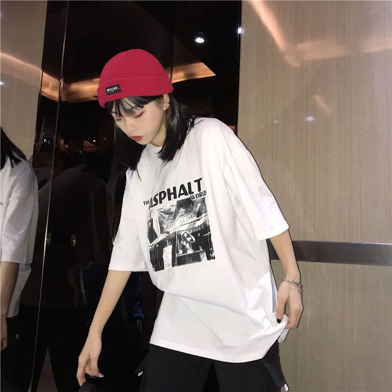 women Summer tee tops Goth Kawaii рубашка женская shirt clothes clothing top E-Girl Cotton TEE Harajuku style Y2K print T-shirt