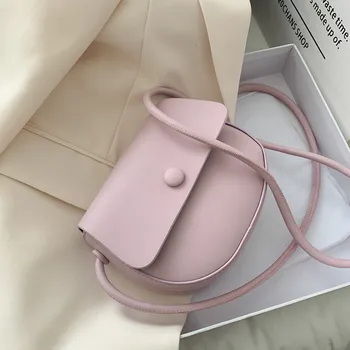 

Candy Color PU Leather Crossbody Bags For Women 2020 Small Shoulder Handbags Female Summer Cross Body Luxury Round saddle bag