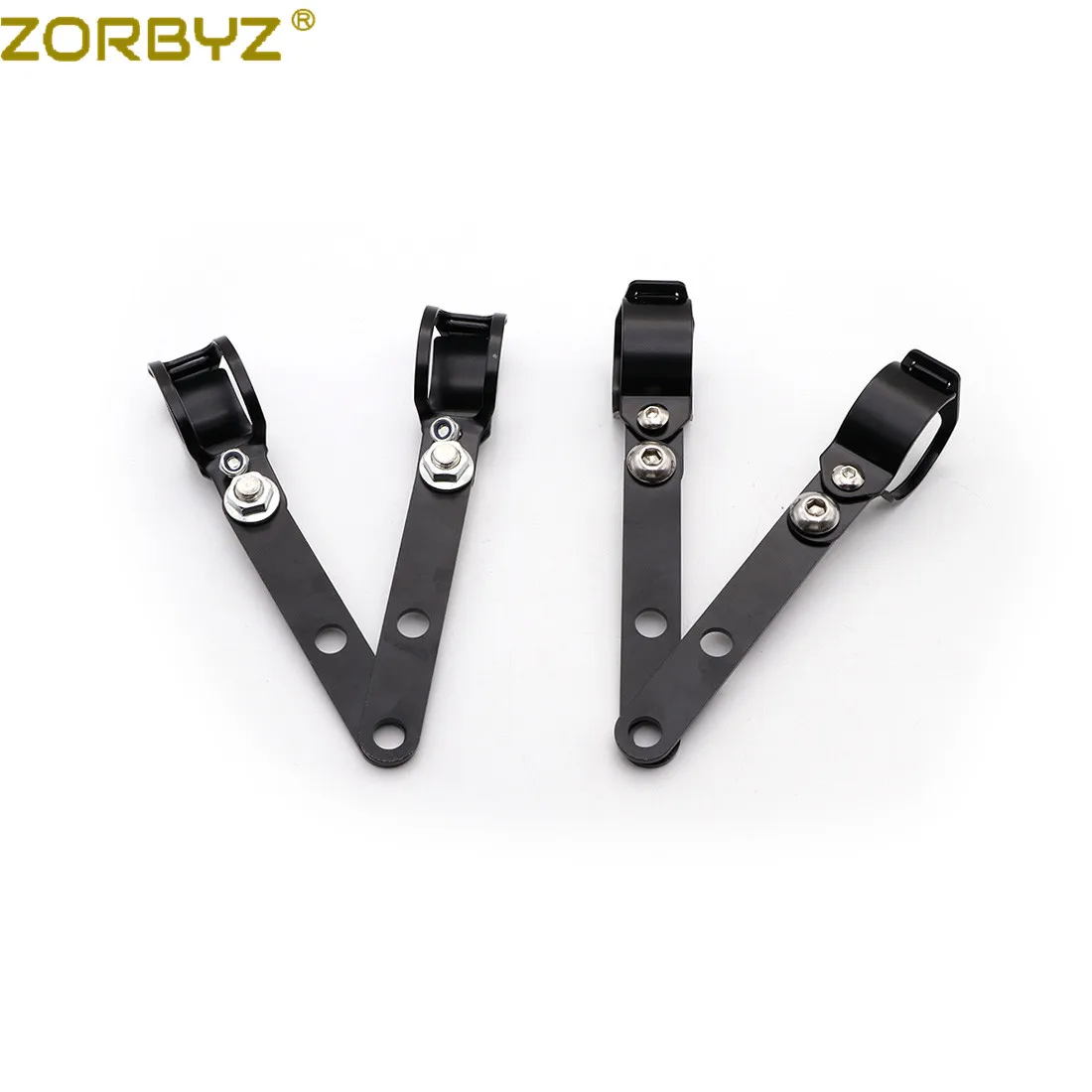 ZORBYZ Motorcycle 41-51mm Black Metal Adjustable Headlight Indicator Mounting Fork Bracket For Cafe Racer Bobber Chopper Custom