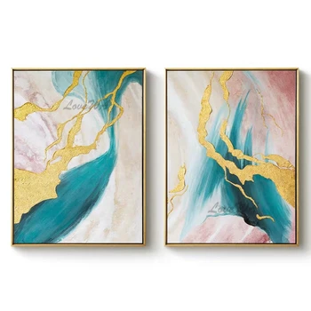 

Newest Hand-painted Group Painting Canvas Wall Art Modern Wall Picture 2 Pieces Wall Art For Living Room Dining Room Decoration