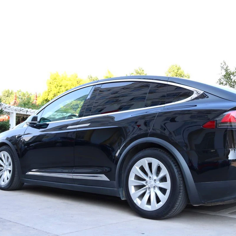 Для Tesla модель X ABS Хромированная Боковая дверь автомобиля кузова молдинг полоски крышка отделка автомобиля Стайлинг Аксессуары