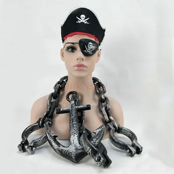 

Toy Pirate Weapon Cap Halloween Party Party Props Performance Supplies Head Chain Bracelet Full Set 2020