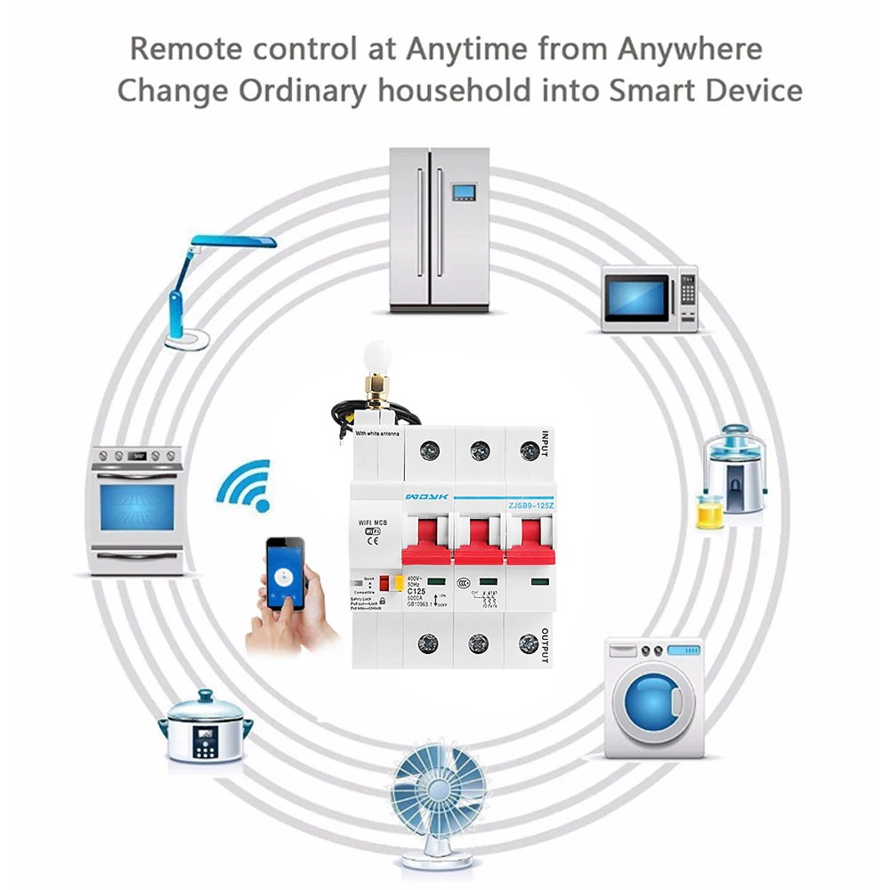 220 В 3P WiFi умный выключатель защита от перегрузки короткого замыкания для Amazon Alexa для умного дома