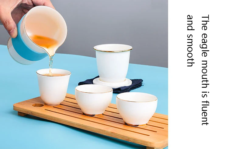 Заварочный чайник gaiwan с 3 чашками для пуэр, набор чайников, портативный дорожный чайный набор, посуда для напитков с дорожным пакетом