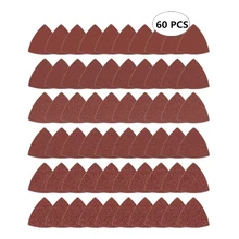 60pcs Triangular Hook and Loop Triangle-Sandpaper, Fit 3-1/8 Inch Oscillating Multi Tool Sanding Pad, Assorted 40 60 80 100 120