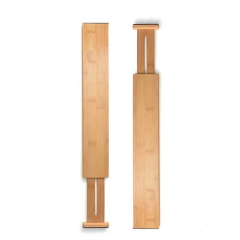 

Bamboo Expandable Drawer Divider Organizers - Spring Adjustable Kitchen Drawer Separators - Best for Kitchen, Dresser, Bedroom,