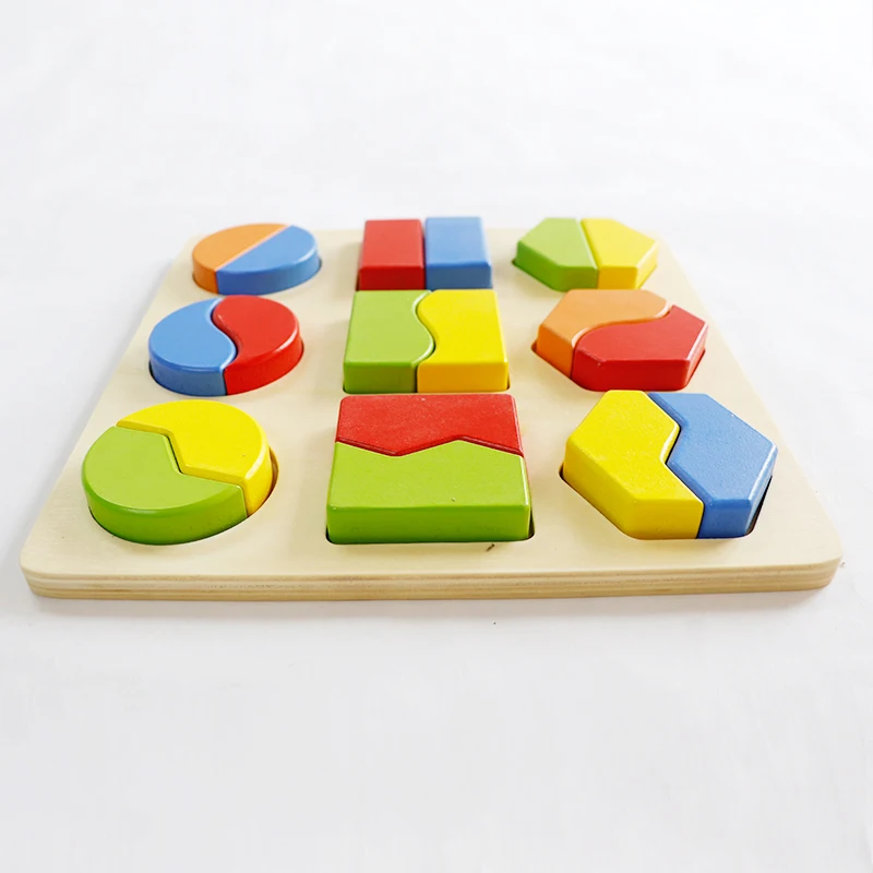

MOOKIDS Wooden 3D Puzzle Colorful Geometry Shape Cognition Baby Cognitive Board Educational Toy for Children 3d puzzle toys