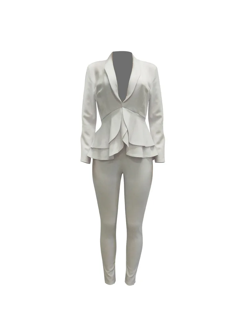 White-Blazer-2-Piece-Set-Women-Winter-Work-Wear-Full-Sleeve-Ruffles-Blazers-Pencil-Pants-Suit