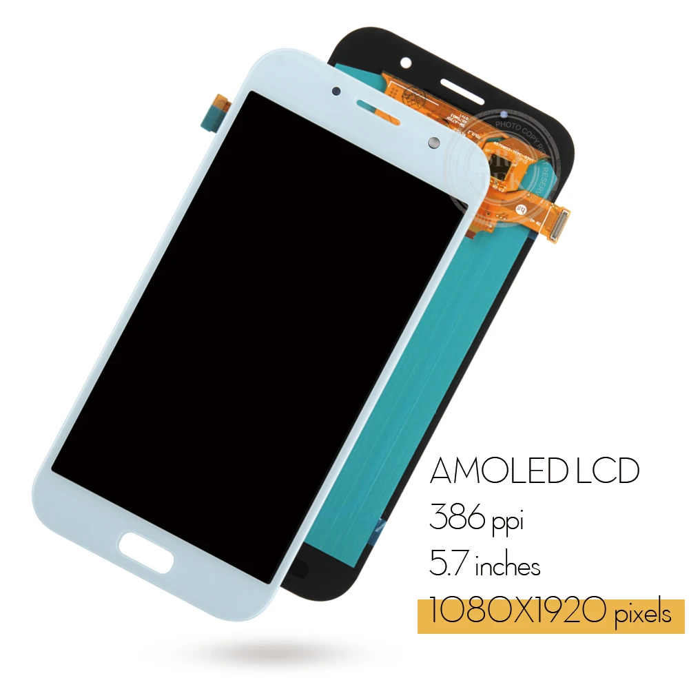 Ceny OLED TFT do SAMSUNG GALAXY A7 2017 wyświetlacz A720 LCD dotykowy digitizer czujnik szklany montaż z ramą do SAMSUNG A720F wyświetlacz