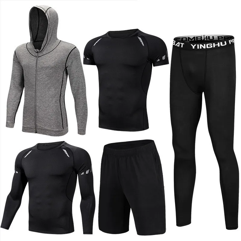 5 шт. спортивная мужская быстросохнущая одежда спортивная одежда для бега фитнеса спортивные тренировочные костюмы для тренировки бега спортивная одежда