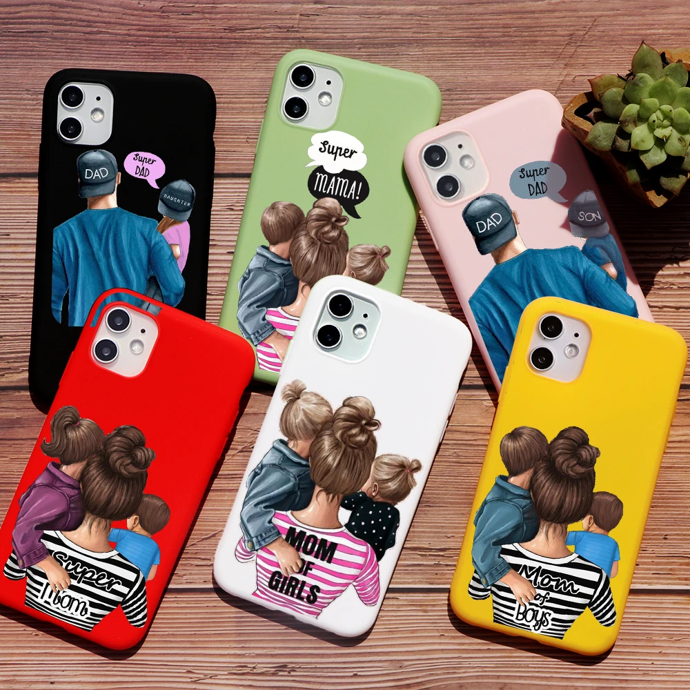 

PUNQZY Mother Holiday Gift MoM Baby Phone Case For iPhone XR 11 PRO MAX 8 7 6 plus XS MAX Soft TPU Case Father's Day Love Gift