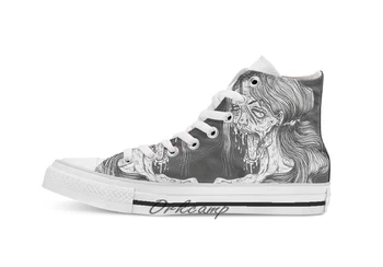 

Shut Your Mouth Zombie White Custom Casual High Top lace-up Canvas shoes sneakers Drop shipping