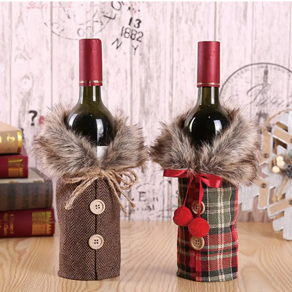 

Unique Santa Claus Wine Bottle Cover Christmas Decorations for Home New Year Xmas Decor Red Wine Bottle Covers Christmas Decor