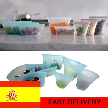 

Silicone Food Storage Containers Set Fresh Bowl Cup Bag Reusable Stand Up Zips Shut Bag Fruit Vegetable Cup With Seal Organizer