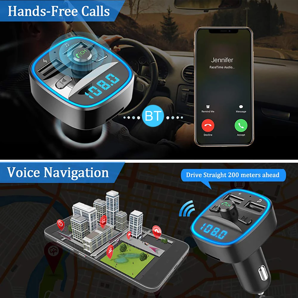 VicTsing Bluetooth 5,0 QC 3,0 fm-передатчик для автомобиля беспроводной fm-передатчик радиоприемник адаптер с двойным музыкальный плейер с интерфейсом USB