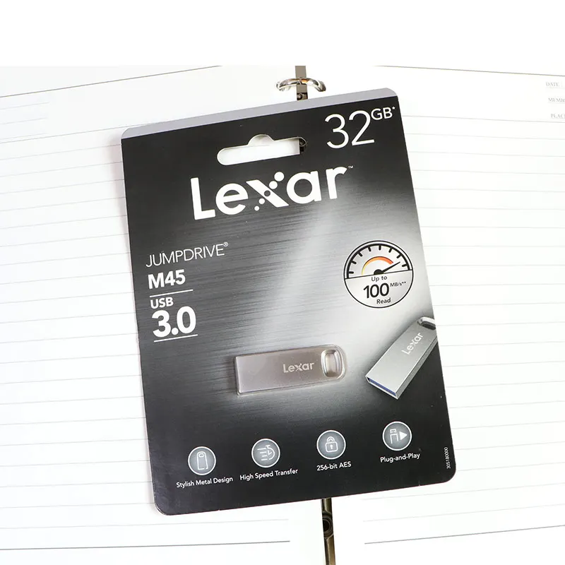 Lexar Cle USB 3,0 128 Гб 64 ГБ 32 ГБ металлический накопитель M45 Jump Drive Plus type C адаптер DJ DIY логотип 256 бит AES U диск дропшиппинг