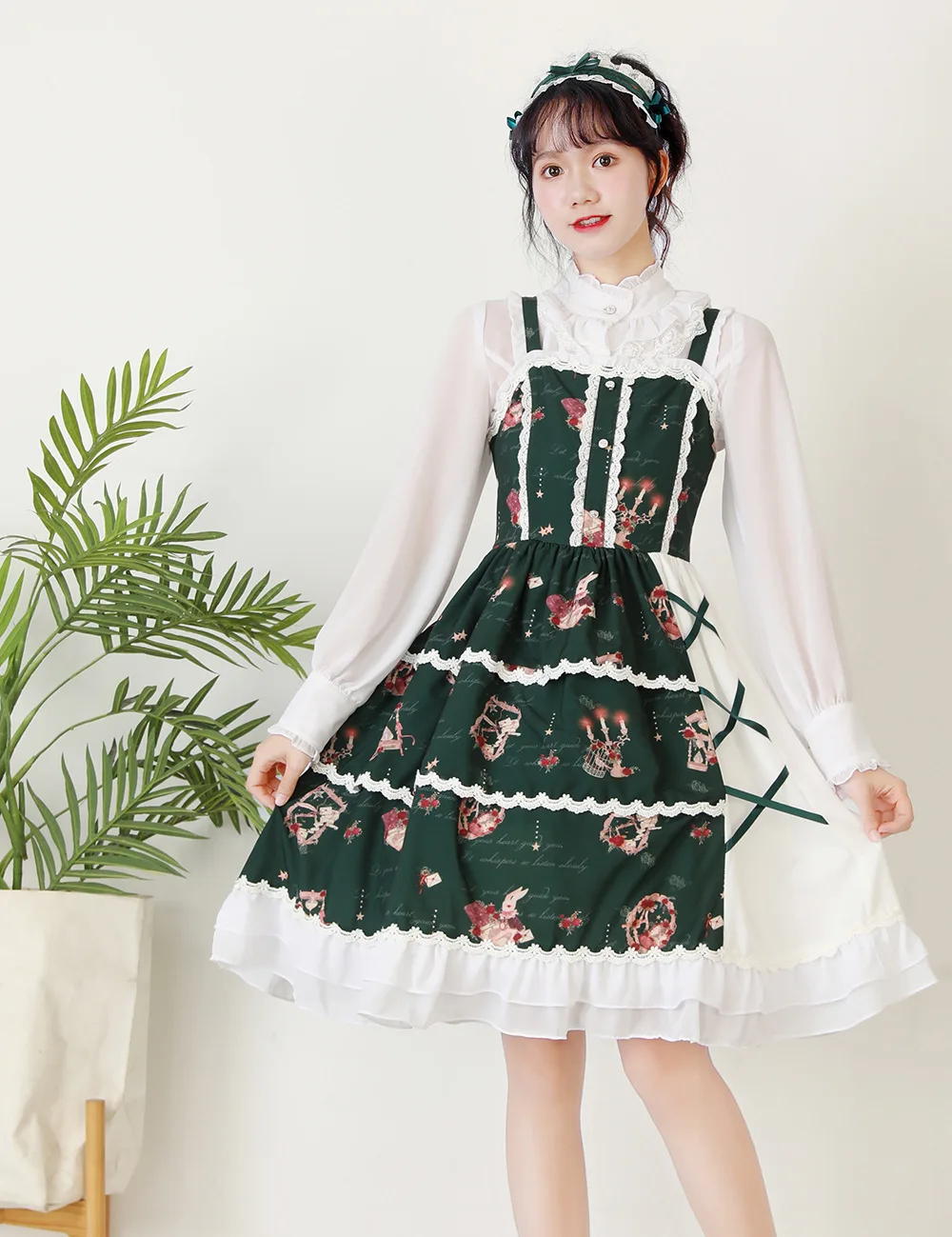 

Matching victorian dress gothic lolita jsk loli cos Gothic vintage lolita dress falbala bowknot lace cute printing kawaii dress