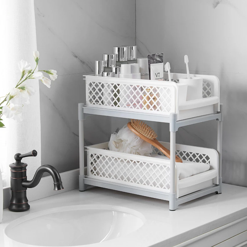 Hold op Charmerende inerti New Fashion 2 Layers Kitchen Storage Rack Bathroom Makeup Organizer Shelf  Plastic Makeup Display Stand Nordic Style Rack Holder - Storage Holders &  Racks - AliExpress