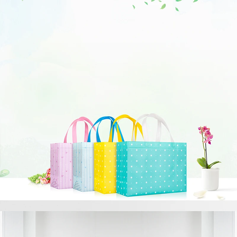 

2019 New Foldable Shopping Bag Dot Printed Reusable Tote Pouch Women Travel Storage Handbag Eco Bags Female Canvas Shopping Bags