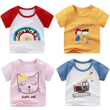 Camisetas de dibujos animados para niños y niñas, Camiseta con estampado de coche para niños, camiseta de manga corta de verano, camisetas de algodón con conejo, ropa