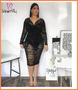 Plus Size 4xl 5xl Tie Dye Printed Dress Women Sexy V-neck Long Sleeve Bodycon Dresses Ladies Vintage Wrap Pencil Vestidos Winter