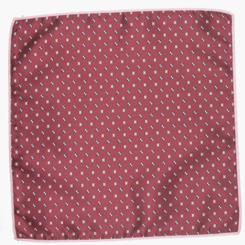 dark red dotted patterned pocket square with patterns handkerchief