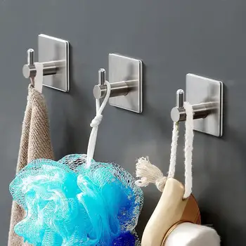 

1PC Stainless Steel Strong Hook Self Adhesive Sticky Hanger Wall Towel Organize Kitchen Hooks Sundries Clothes Bathroom Mou P8U7