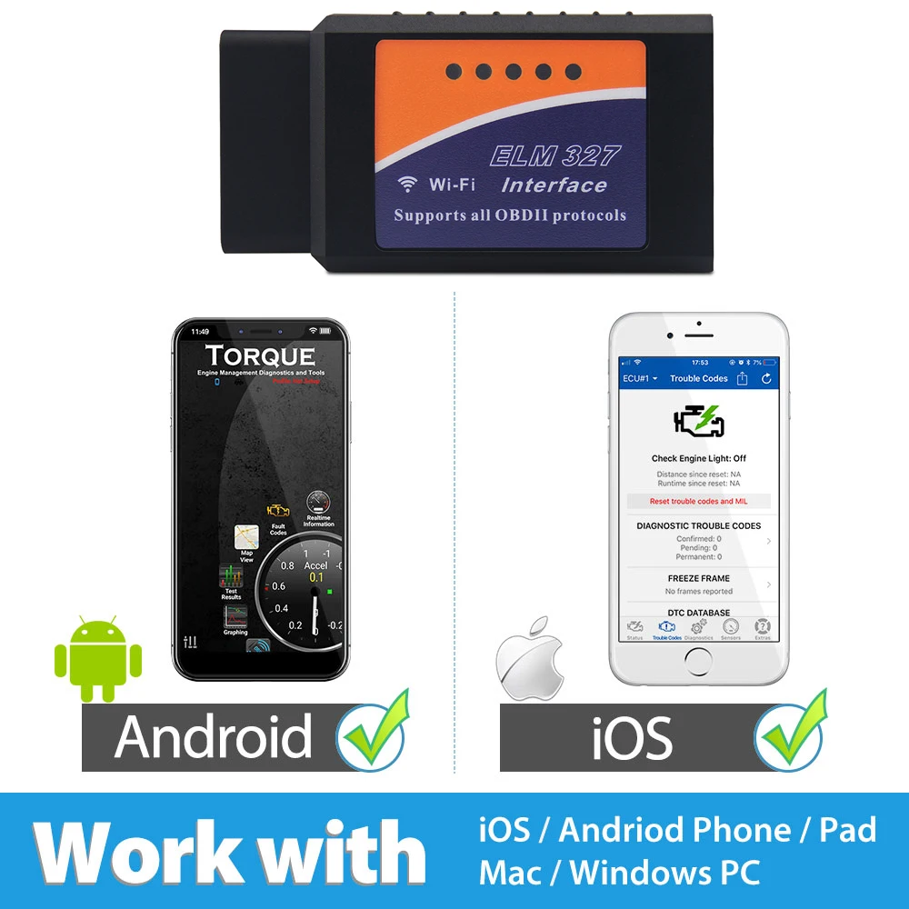 Считыватель кодов ELM327 с Wi Fi PIC18F25K80 адаптер OBD для Android iOS ПК диагностический