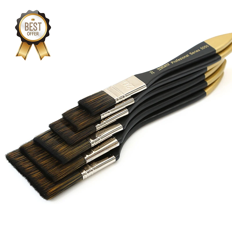 6 Pcs 아티스트 플랫 페인트 브러시 대형 워시 브러쉬 바니시 세트 아크릴 그림 수채화 나무 벽 가구 브러시 클리너