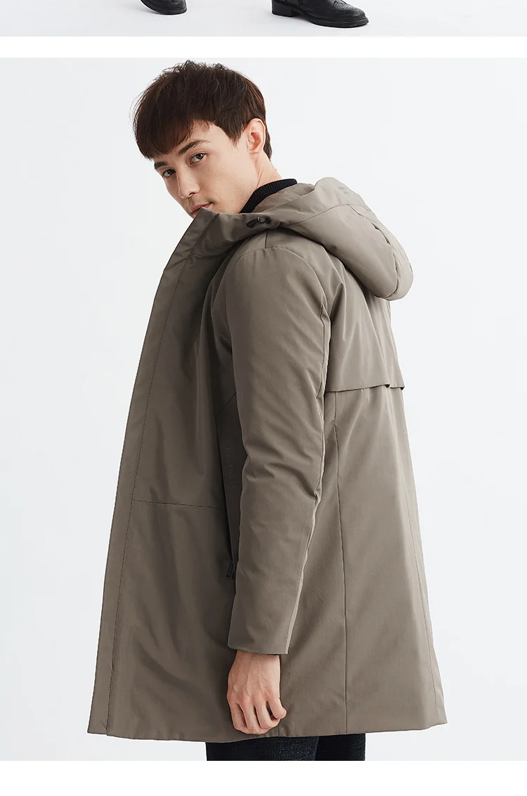 Men's Clothing Coats Jackets Solid Down Coats Down Jacket Filling White Duck down Coats Long Cloth Hooded Casual Coat Boy