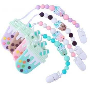 

Baby Silicone Beads Food Grade Ice Cream Teether set Silicone for Beads DIY Toy Nursing Pacifier Clip Baby's Newborn Gift
