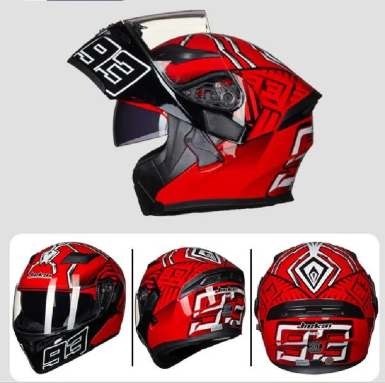 New style Knight protection Flip Up Motorcycle Safety Helmet JIEKAI Open Face Double lens Motorbike Helmets of ABS PC visor