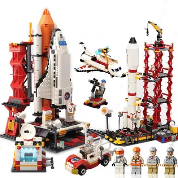 

City Space Shuttle Launch Saturn V Spaceport Rockets Station Model Assembled Compatible Building Blocks Brick Kids Toy Boy Gift