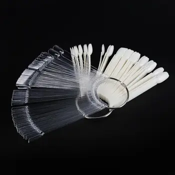 

50Pcs Color Card False Nail Tips Fan Transparent White Fake Nail Tips Nail Art Practice Display Design Tools Nail Card Manicure