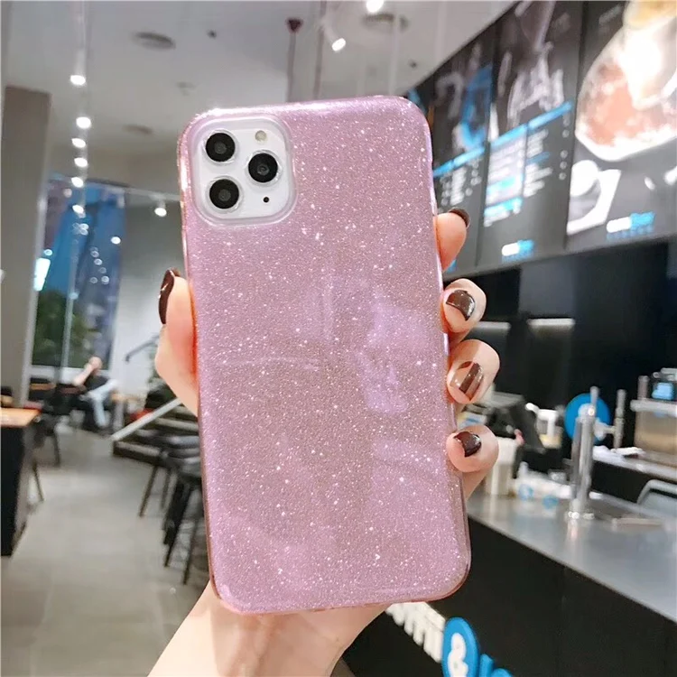 Розовый Чехол для телефона Ottwn с блестящей пудрой для iPhone 11 Pro, Мягкий Силиконовый ТПУ блестящий чехол карамельного цвета для iPhone 11 11 Pro Max Shell - Цвет: Розовый