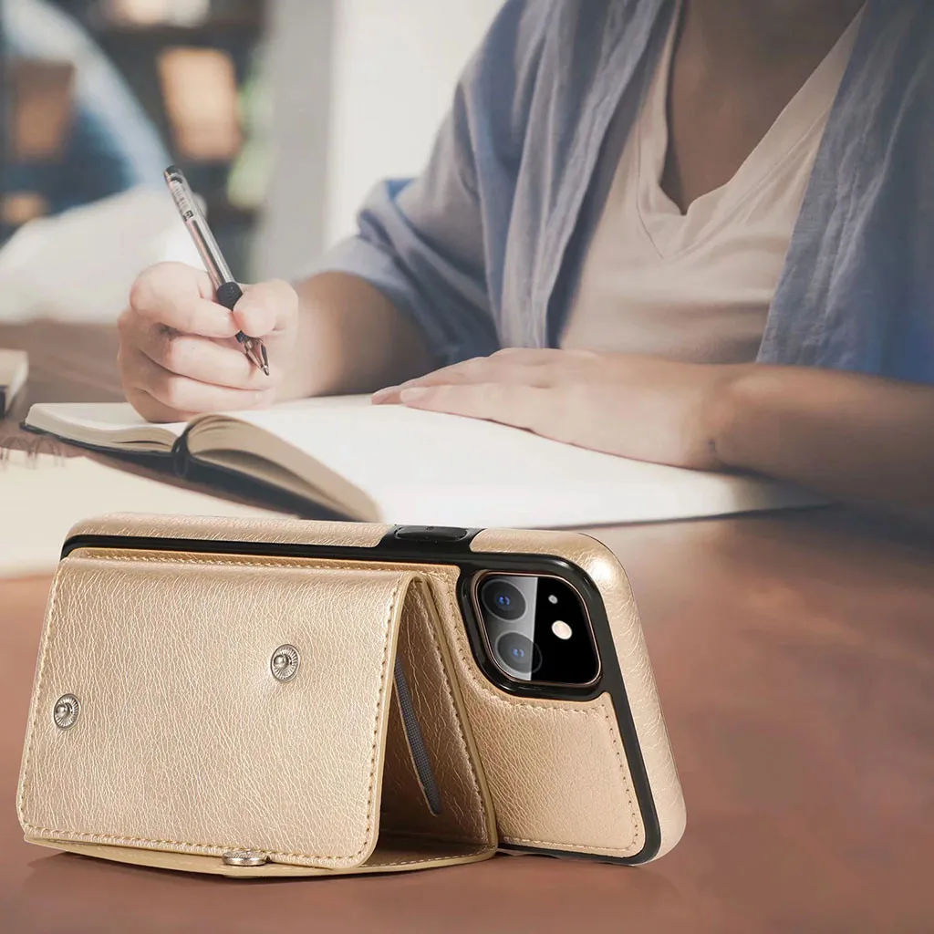 Ретро Чехол из ПУ кожи для IPhone 11 6,1 дюймов, защитный кожаный чехол-кошелек, чехол с подставкой и отделением для карт