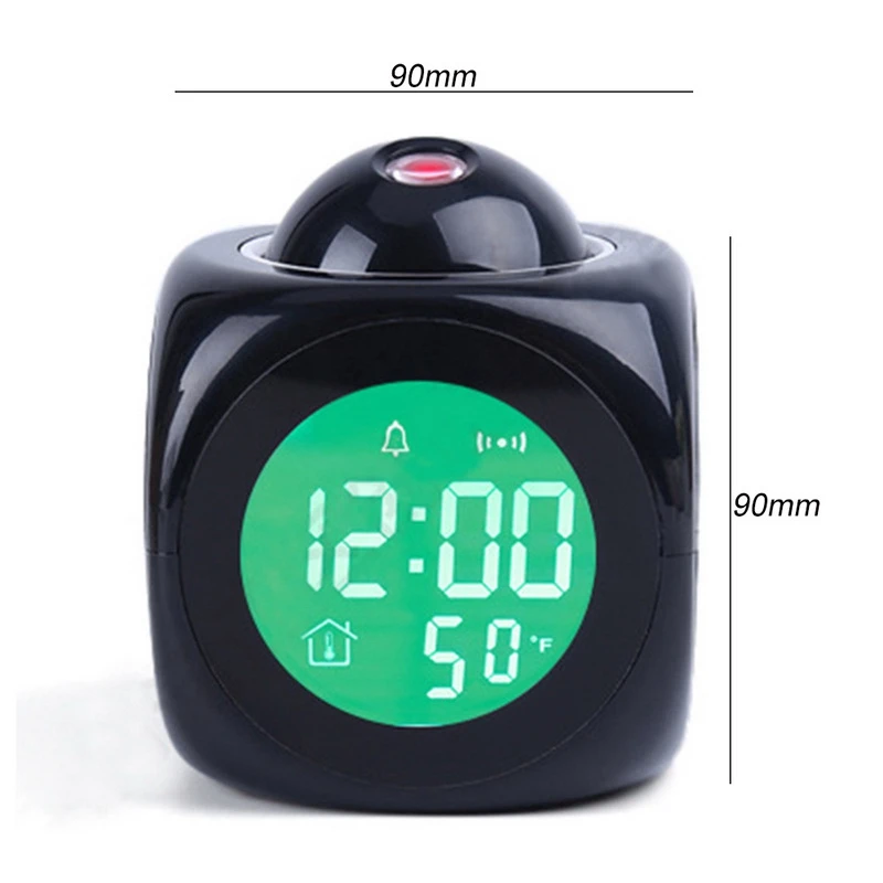 Проекционный Будильник цифровой ЖК-дисплей голосовой говорящий Повтор температуры светодиодный настенные часы для потолка проекция многофункциональный - Цвет: style A black