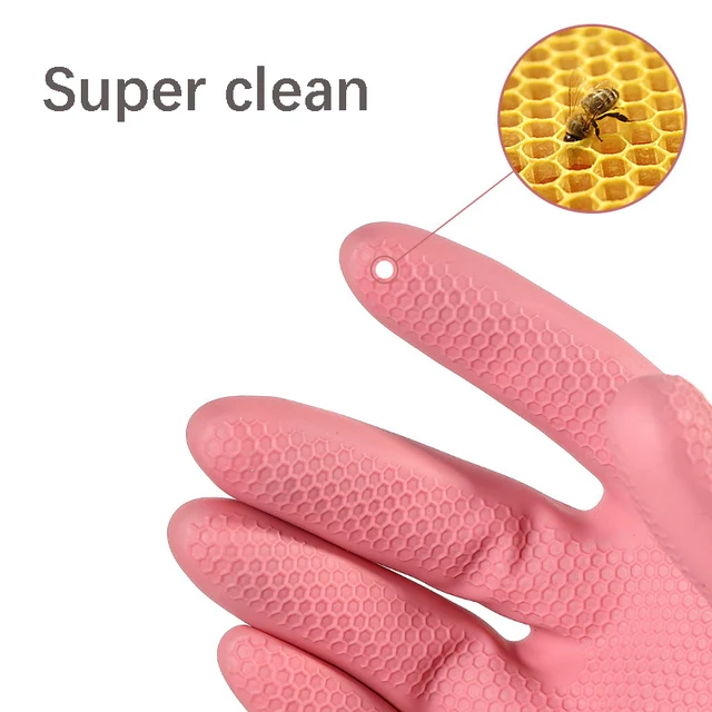 1Pair Tisztító Kesztyű Konyha Vízálló Mosogatógép Tartós Gumi Edény Mosás Háztartási Házimunkák Súrolóhoz - Image 3