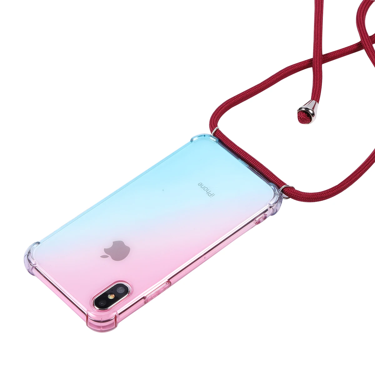 J Ремешок Радужный Аврора Прозрачный чехол для телефона для iphone 7 8 plus X Xs max XR 11 pro 6 6s плечевой ремень веревочный шнур чехол - Цвет: J