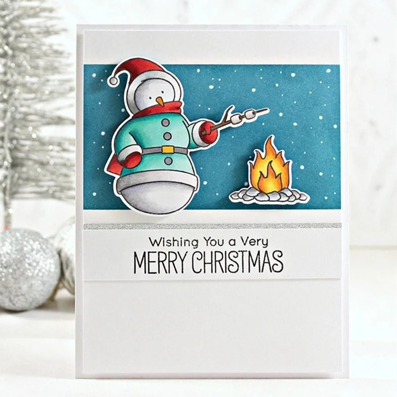 3D New Arrival Metal Cutting Craft Die and Scrapbooking For Paper Card Snowman Embossing Frames Merry Christmas Stamp Set