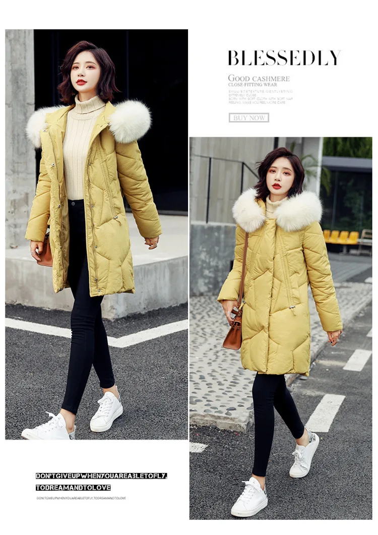 New Winter Hooded Women Warm Down Coat Casual Long Down Jackets Ladies Thicken Women Cotton Parka Outerwear Korean Coat