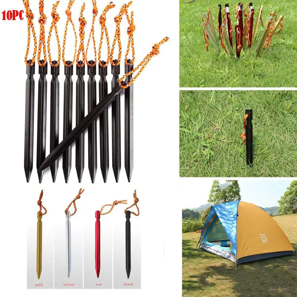 

10pcs 18cm Thick Tent Pegs Accessories Alloy Nails Adjusted Pegs Outdoor Hiking Camping Tent Tools