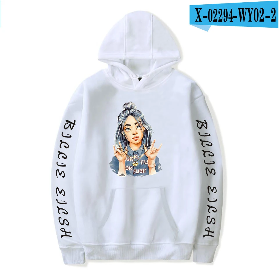 As picture Billie Eilish/толстовки с капюшоном с логотипом; Мужская толстовка; пуловер больших размеров; сезон осень-зима; удобные теплые толстовки для мальчиков и девочек - Цвет: As picture