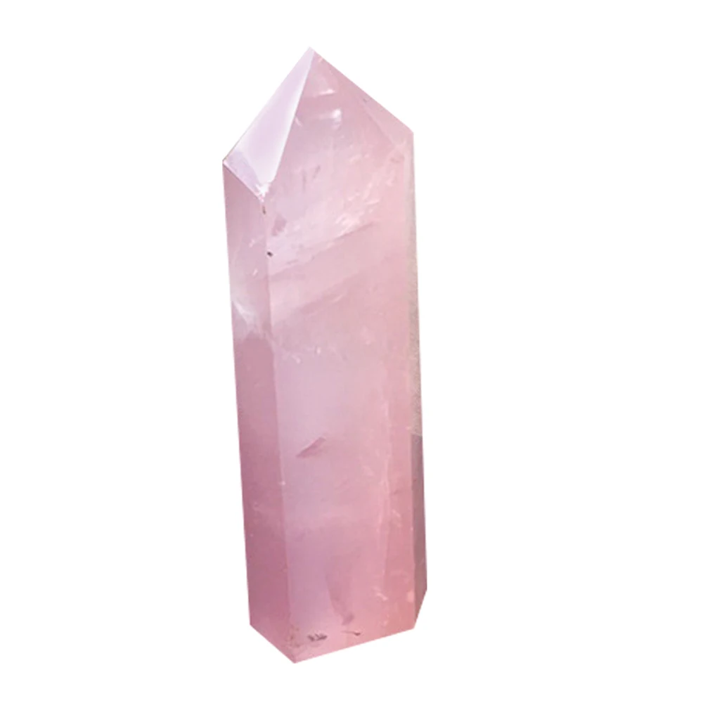 1PC Natural Pink Rose Quartz Crystal Wand Point Healing Mineral Stone DIY Home Decor for Mineral Stone Collection