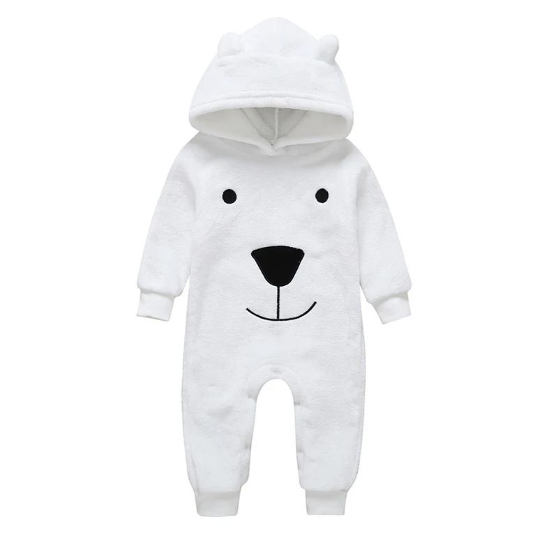 

winter Baby Boy girl Romper thickening plus velvet bear ear print loose jumpsuit romper Baby Girl Clothes New