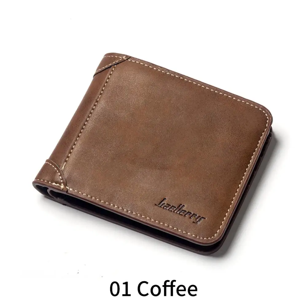 01 Coffee Мужские повседневные бумажники кожаный короткий складной кошелек 17 держатель для кредитных карт Новая мода 2 стиля черный синий кофейный кошелек - Цвет: 01 Coffee